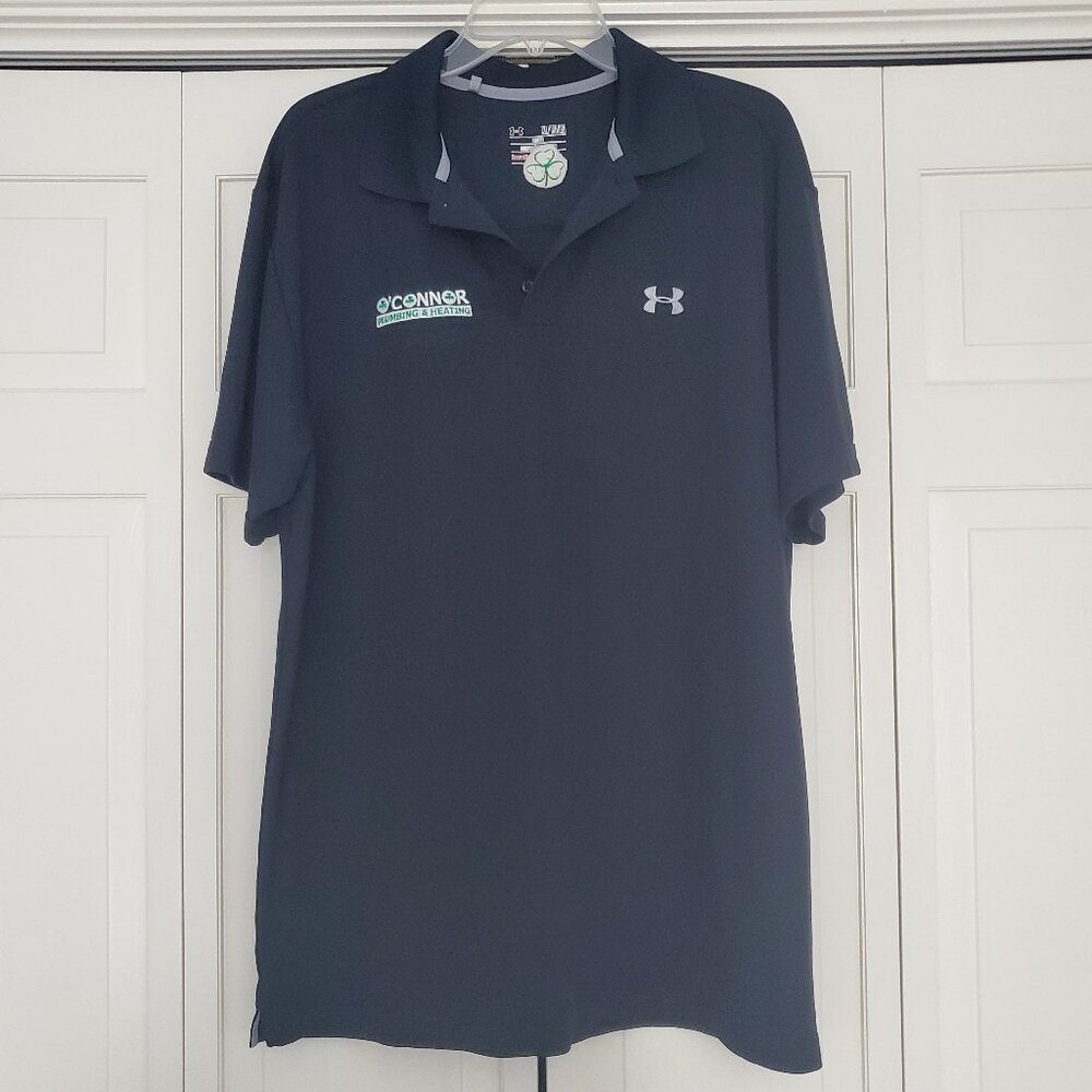 Under Armour Loose Heatgear Black Short Sleeve Polo Shirt Men's XL